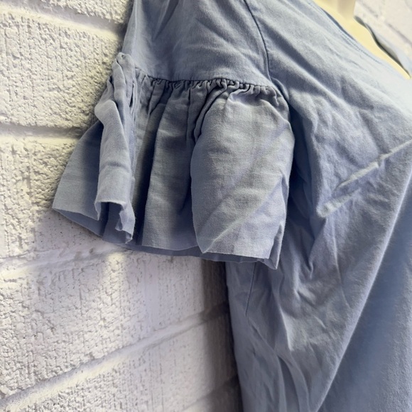 Women's Blue Ruffle Sleeve Top - Picture 3 of 11